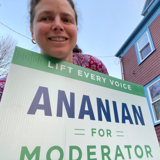 Ariel Maddocks with a yard sign!
