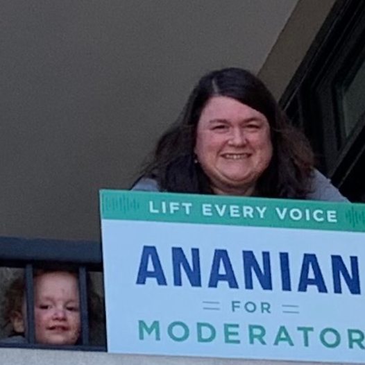 Kim Loscalzo with a yard sign!