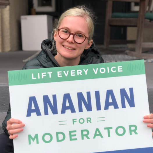 Lilly Gaehde with a yard sign!