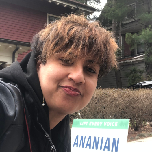 Meenakshi Garodia with a yard sign!